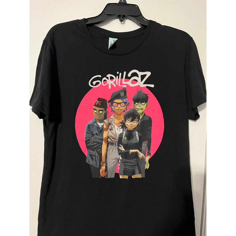 Gorillaz Band Graphic T-Shirt Black Short Sleeve Crew Neck Music Tee Mens Medium